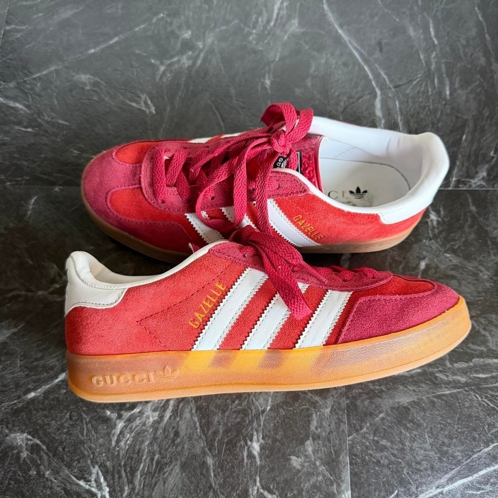 Adidas X Gucci Women's Gazelle Red Velvet Sneaker Shoe Size 7